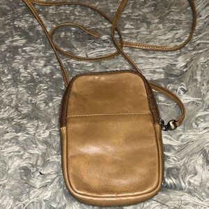 HOBO International Fate Leather Crossbody Bag Tan/Olive Minimalist